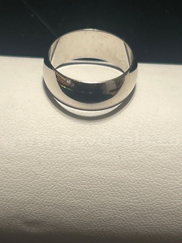 Size 05, Rhodium Clad (Silver), Thick Wedding Band