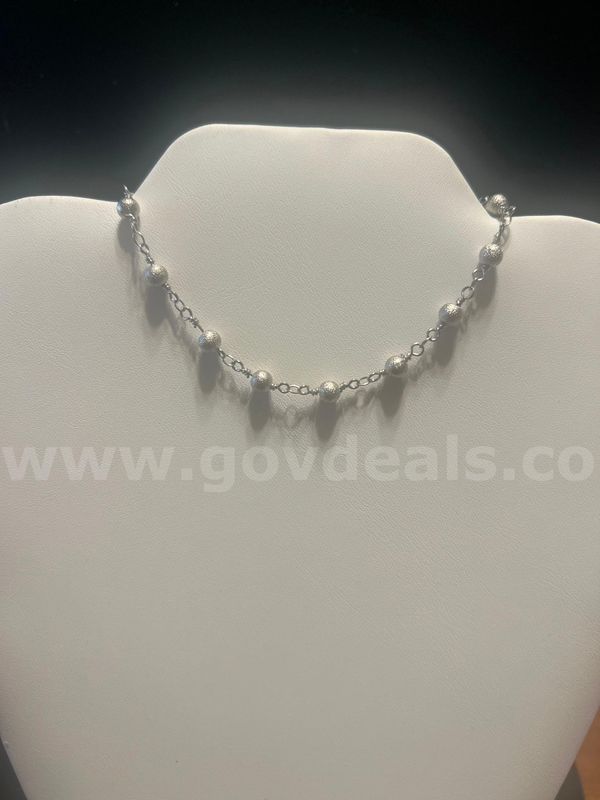 Stunning, 9 “, Rhodium Clad (Silver), Station Bead Bracelet/Anklet.