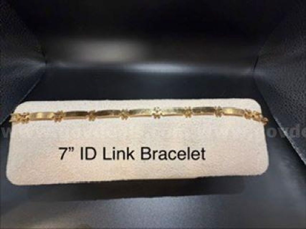 Beautiful, Ladies, 7 Inch, ID Link Bracelet, Real 24k Gold Filled