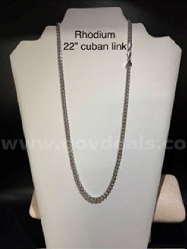 Beautiful, Rhodium Clad (Silver), 22 Inch, Cuban Link Necklace