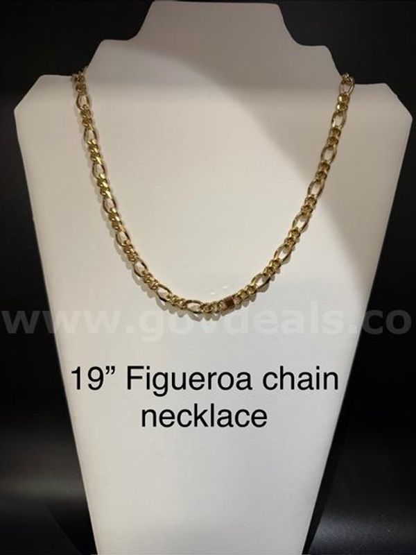 Beautiful, 19 Inch, Italian Figaro Chain Necklace, Real 24k Gold Plated