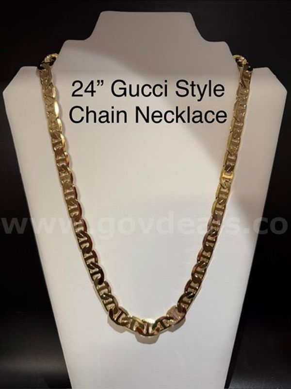 Beautiful, Heavy, 24 Inch, 24k Gold, Gucci Style Chain Necklace