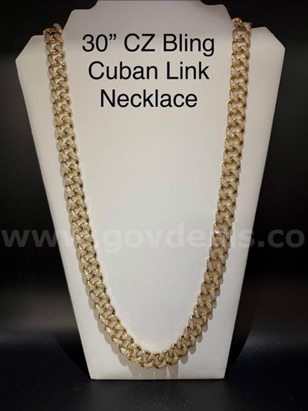 Gorgeous, Heavy, 30 Inch, Bling Bling, Cuban Link Chain Necklace, Real 24k Gold Filled