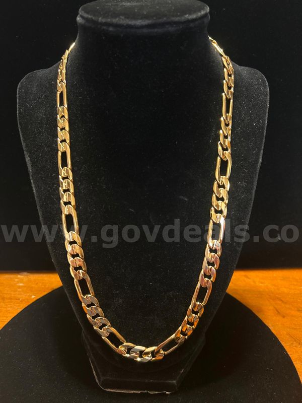 22” Large Figaro Necklace. 24K Gold Filled.