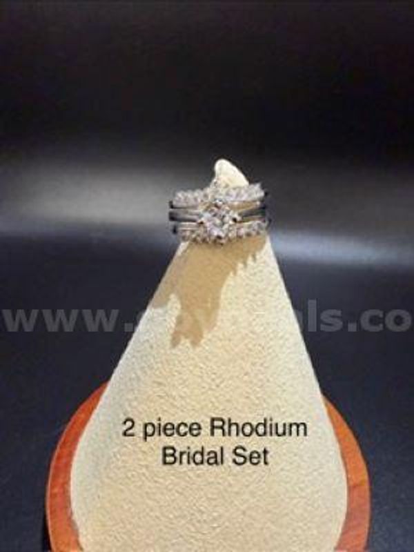 Rhodium Clad (Silver), Size 5 1/2, 2 Piece, CZ, Bridal Set