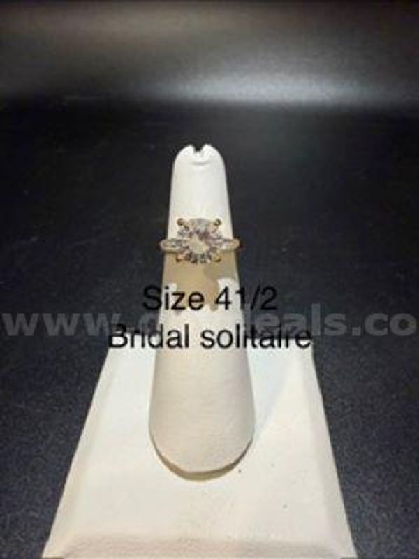 Gorgeous, 3 Carat, Ladies, CZ Solitaire Bridal Ring, Size 4 1/2, Real 24k Gold Filled