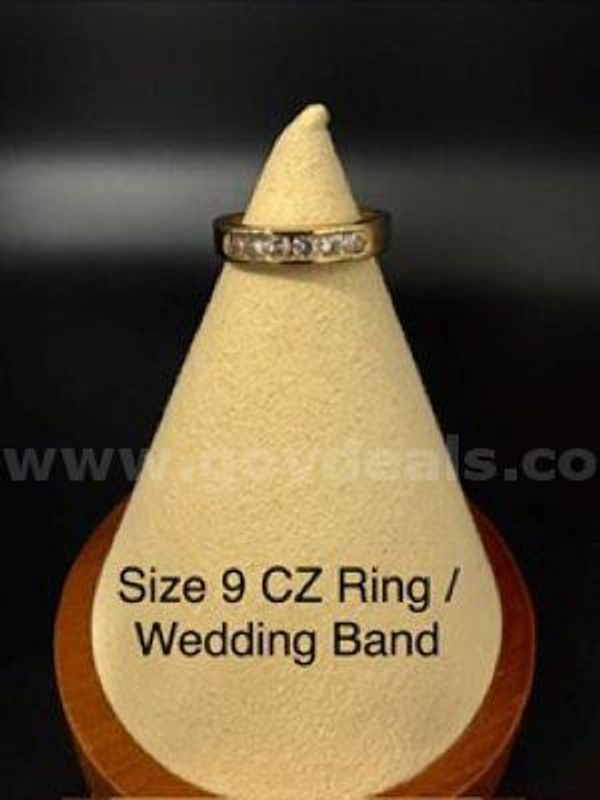 Gorgeous Size 9 1/2 ,CZ Wedding Band/Ring, 24k Real Gold Filled