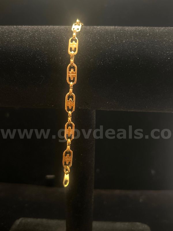 Ladies, 6 1/4 Inch, Mariner Link Bracelet, 24K Real Gold Plated