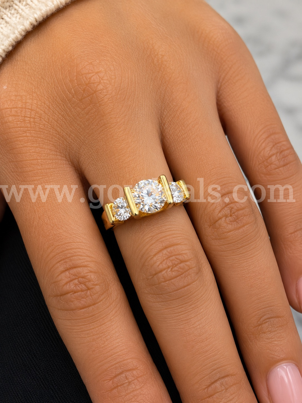 Size 4, CZ Past Present and Future Engagement Ring Set. 24K Real Gold Filled. FREE SHIPPING W/ BUY IT NOW!