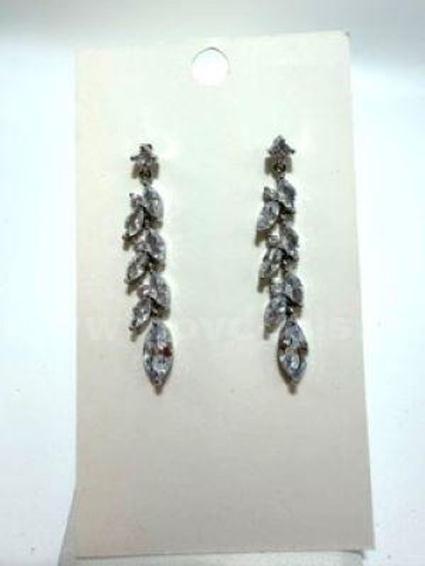 Beautiful, Rhodium Clad (Silver), CZ Bling Hanging Marquee Earrings