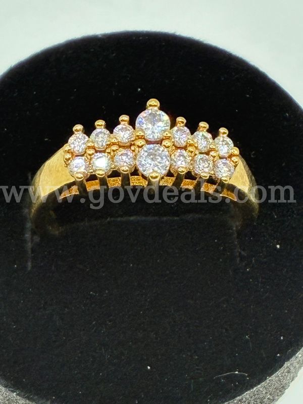 Beautiful, Size 8 3/4 CZ Cluster Ring. 24k Real Gold Filled.