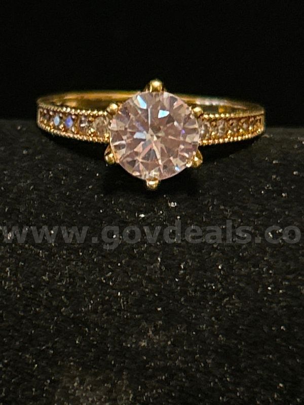Size 9, CZ Solitaire Engagement Ring. 24k Real Gold Filled. FREE SHIPPING W/ BUY IT NOW!