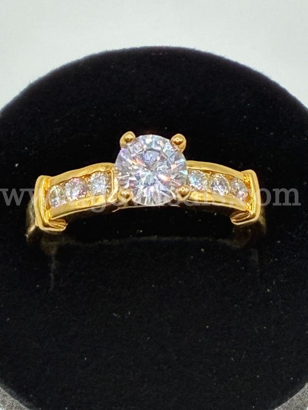 Size 9 3/4, CZ, Solitaire Engagement Ring. 24K Real Gold Plated, FREE SHIP W/ BUY IT NOW!