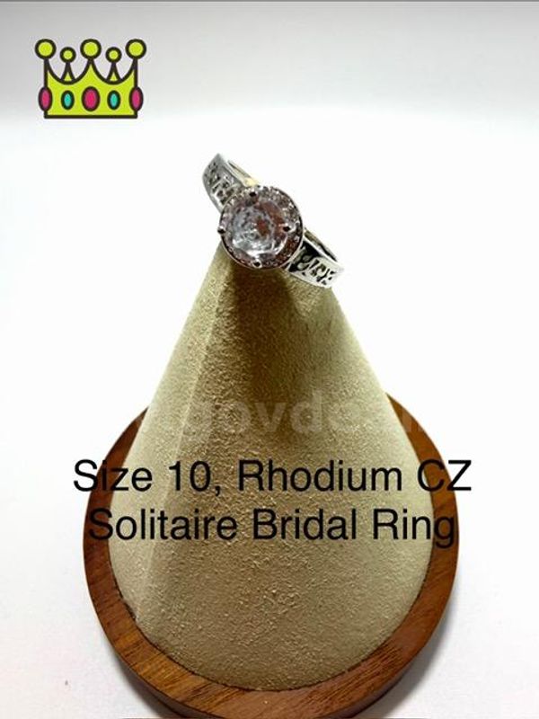 Beautiful, Rhodium Clad (Silver), Size 10, CZ Brilliant Bridal Ring