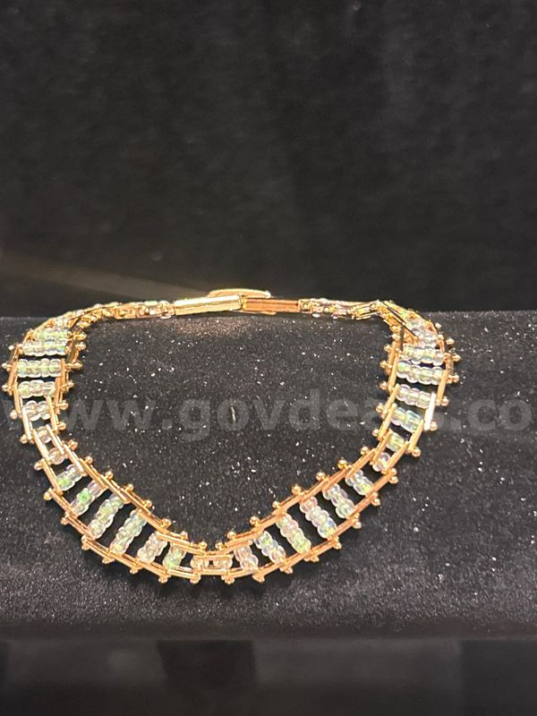 Beautiful, Ladies, 7 Inch, Ladder-Beaded Bracelet. 24k Real Gold Filled.