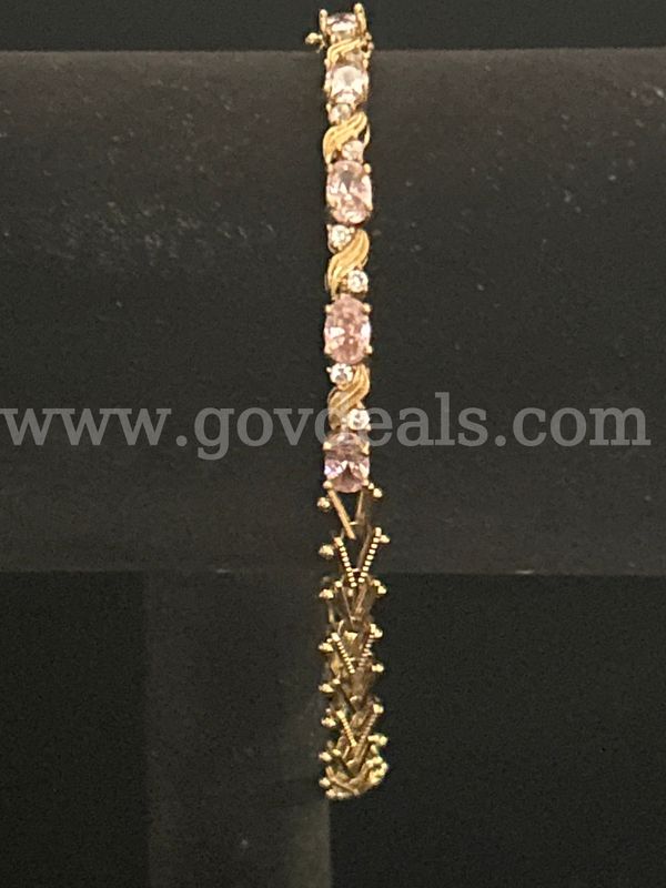 8 Inch, CZ Tourmaline Birthstone Tennis Bracelet 24K Real Gold Filled.