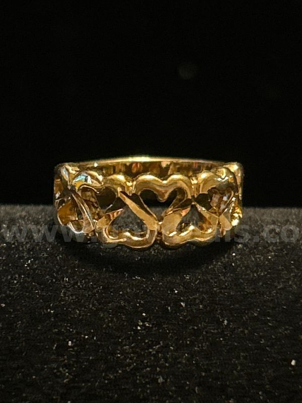 Stunning, Size 4 Heart Link Ring, 24K Real Gold Filled.