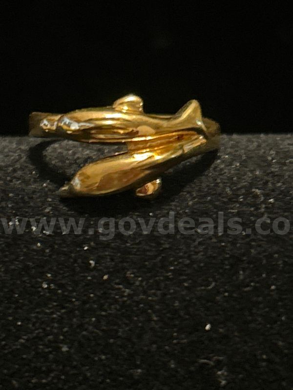 Size 3 3/4, Dolphin Ring 24K Real Gold Filled