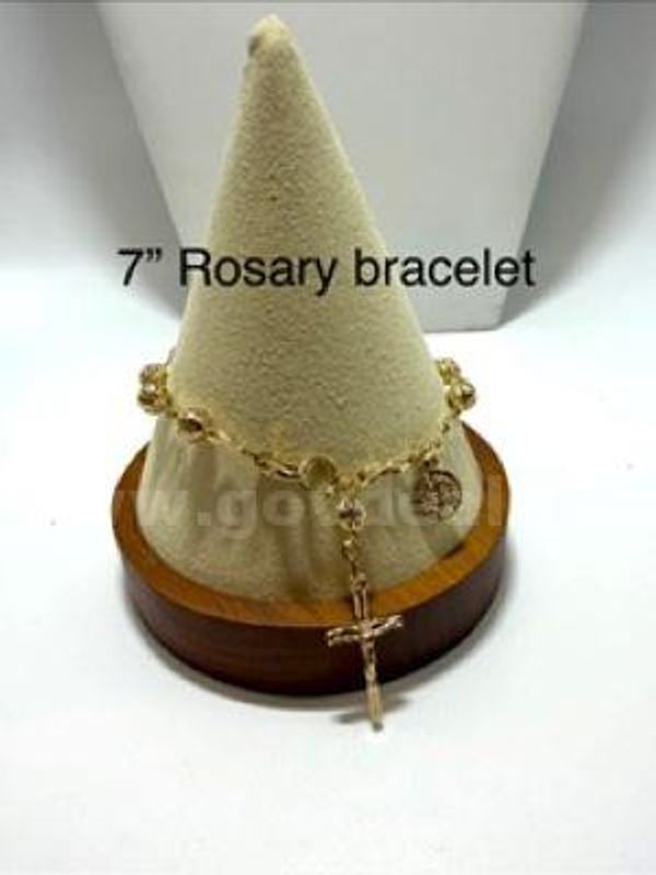 Beautiful, Unique, Real 24k Gold Filled, 7 Inch, Diamond Cut Rosary Bracelet