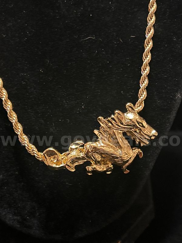 3mm, 20 Inch Classic Rope Chain, W/ Dragon Pendant. 24k Gold Filled