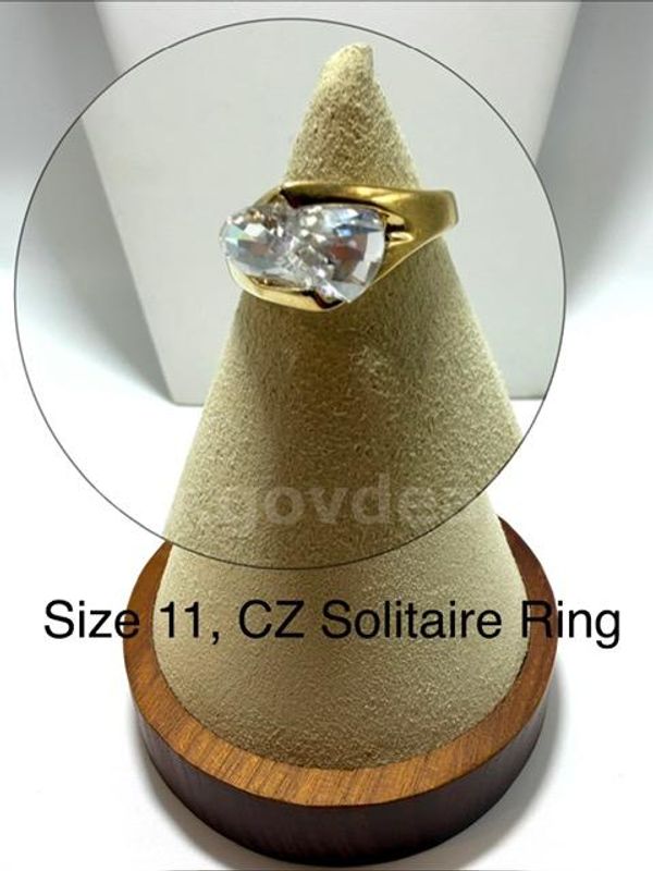 Gorgeous, Ladies, Size 11, 24k Real Gold Filled, CZ Solitaire Ring