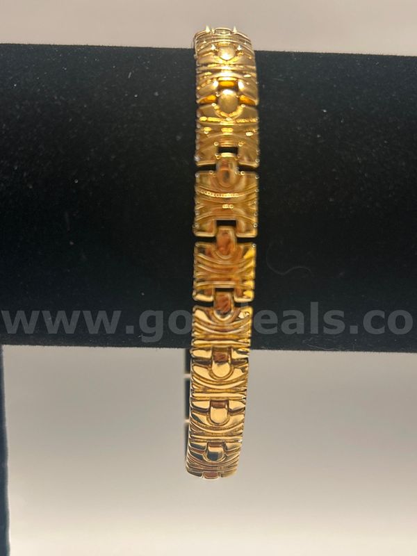 8”, Geometric Panel Link Bracelet, 24K Real Gold Filled.