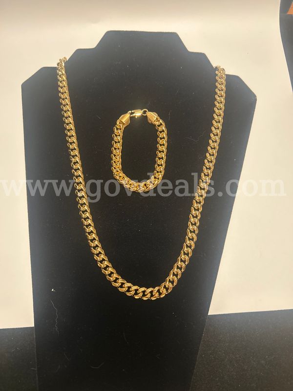 SET!! 24" & 7" Cuban Link Necklace & Bracelet. 24K Real Gold Plated FREE SHIP W/ BUY IT NOW!!