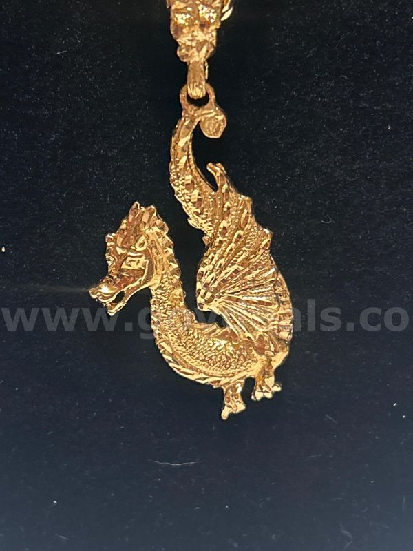 30” Figaro Necklace W/ Dragon Pendant, 24K Real Gold Filled. FREEN SHIPPING W/BUY NOW!!!