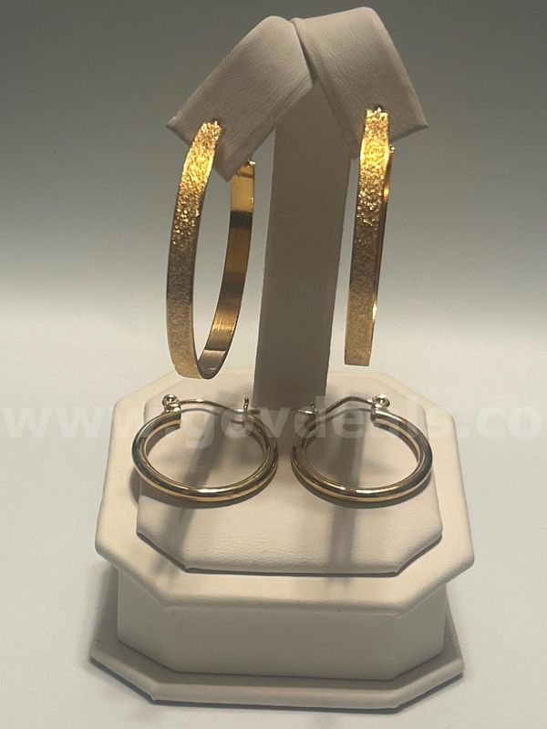 (2)Gorgeous, Large Textured Hoop Earrings and Small Hoop Earrings, 24K Gold Filled