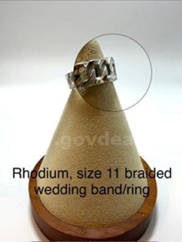 Beautiful, Rhodium Clad (Silver), Size 11, Braided Wedding Band/Ring