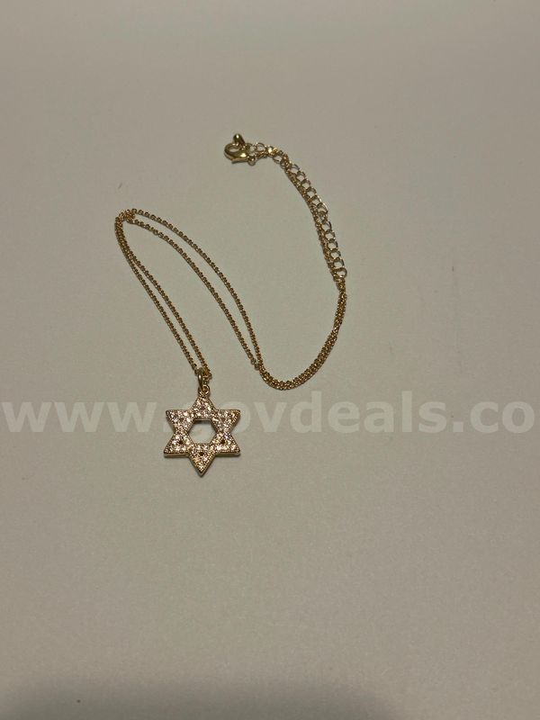 16”-18” Dainty Chain Necklace With CZ Star of David Pendant. 24k Gold Filled.