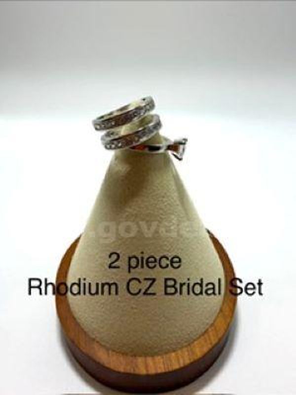 Gorgeous, Ladies, Rhodium Clad (Silver), Size 6, 2 Piece CZ Bridal Set