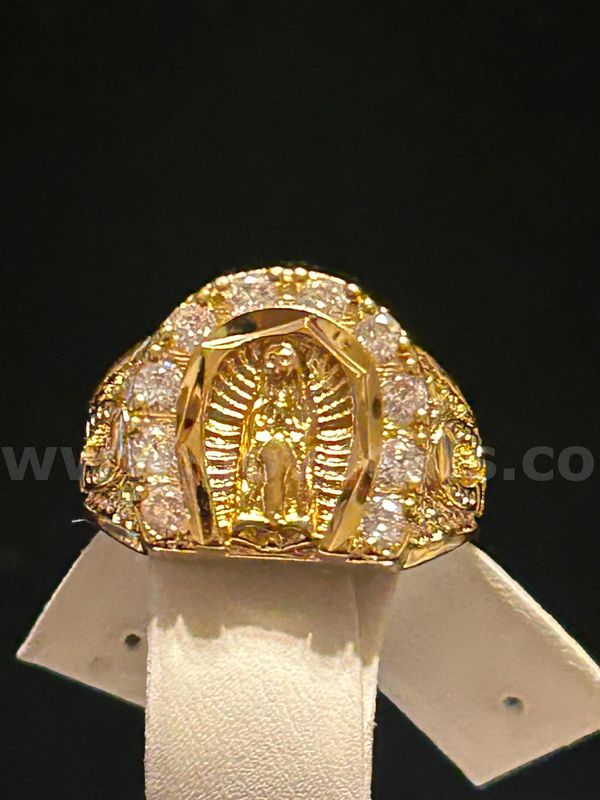 Size 11.5, Men’s, Lady Guadalupe CZ Ring, 24K Real Gold Filled.