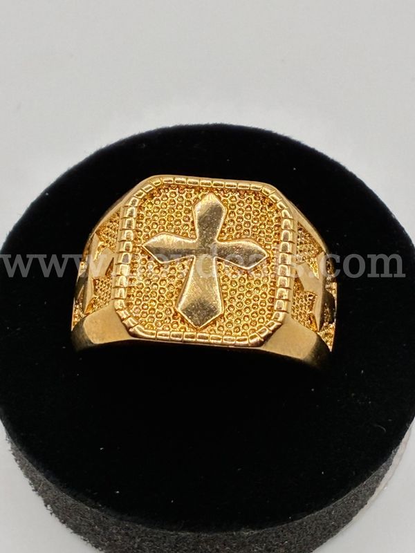 Size 9.5, Men’s, Cross, Ring, 24K Real Gold Filled