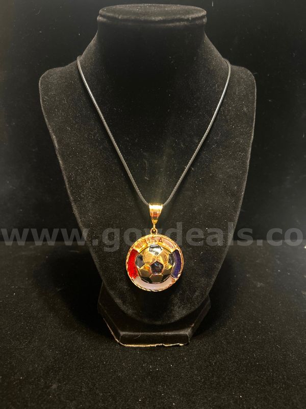 TEAM USA!! USA Colors Soccer Ball Pendant W/ Black Cord