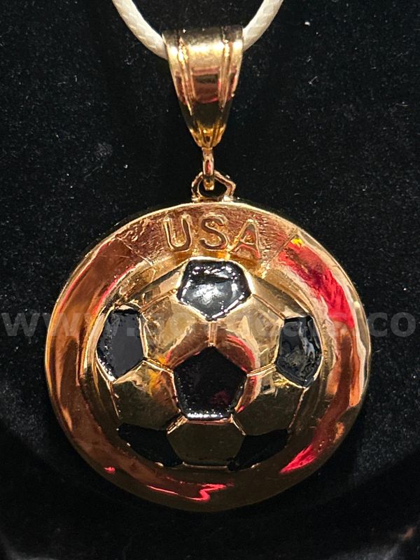 New, USA, Soccer Ball Pendant W/ White Cord Necklace