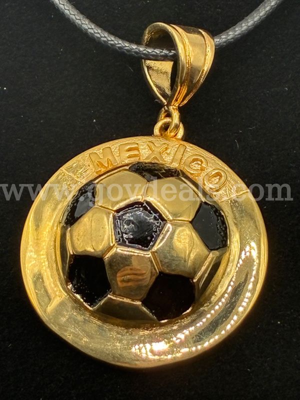 VIVA MÉXICO, Mexico, Soccer Ball Pendant W/ Black Cord Necklace