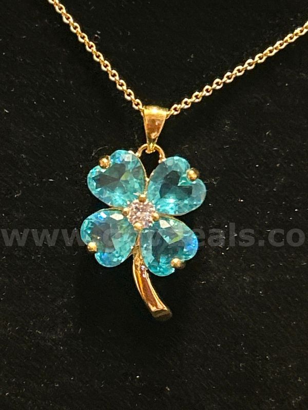 Beautiful, 22 Inch, Dainty Necklace W/ March Birthstone CZ Flower Pendant, 24k Gold Filled.