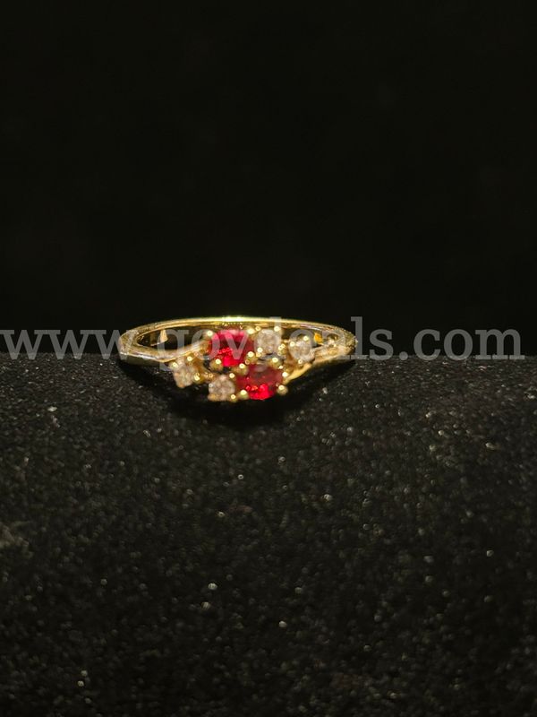Size 4 3/4, CZ, Garnett Ring, 24K Real Gold Plated