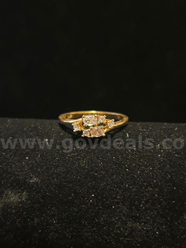 Size 9, Ladies, CZ, April Birthstone Ring. 24k Real Gold Filled