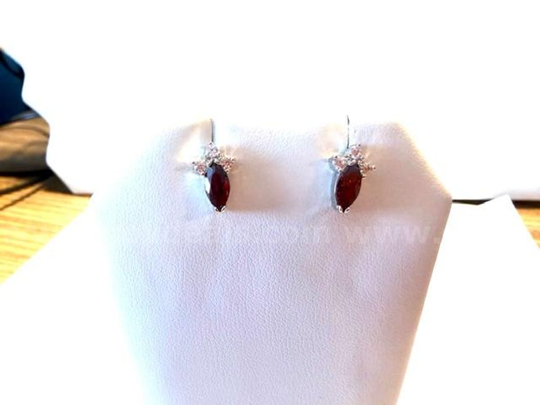 Beautiful, CZ Ruby, Birthstone Post Earrings, 24k Real Gold Plated