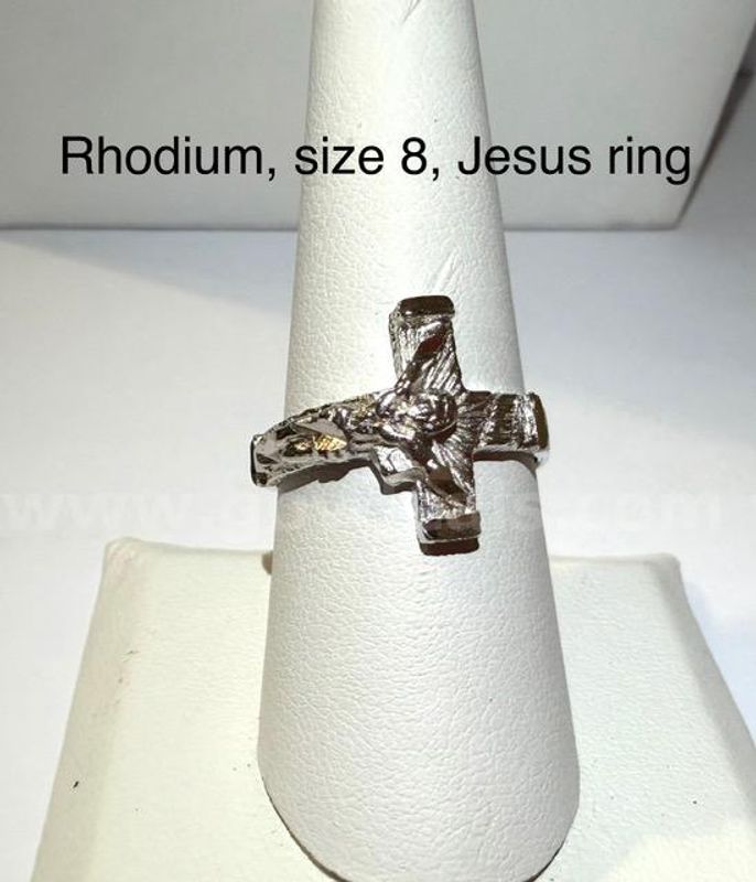 Gorgeous, Rhodium Clad (Silver), Size 8, Jesus Ring