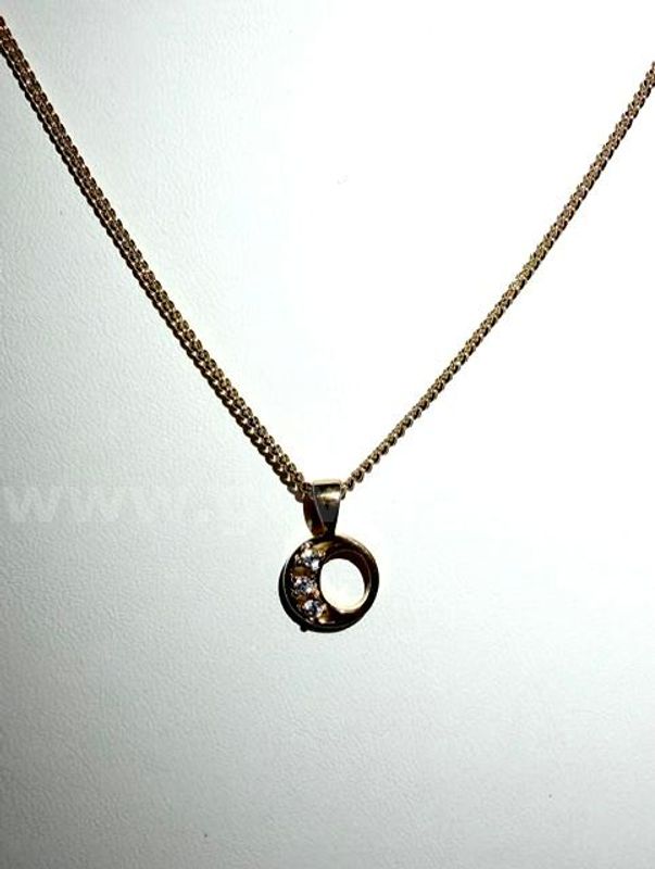 Beautiful, 22 Inch, Curb Link Necklace, W/CZ “O” Initial Pendant, 24k Real Gold Filled