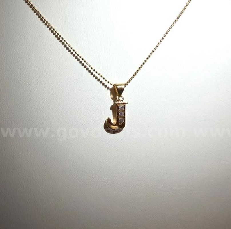 Gorgeous, 22 Inch, Beaded Necklace, W/CZ “J” Initial Pendant, 24k Real Gold Filled