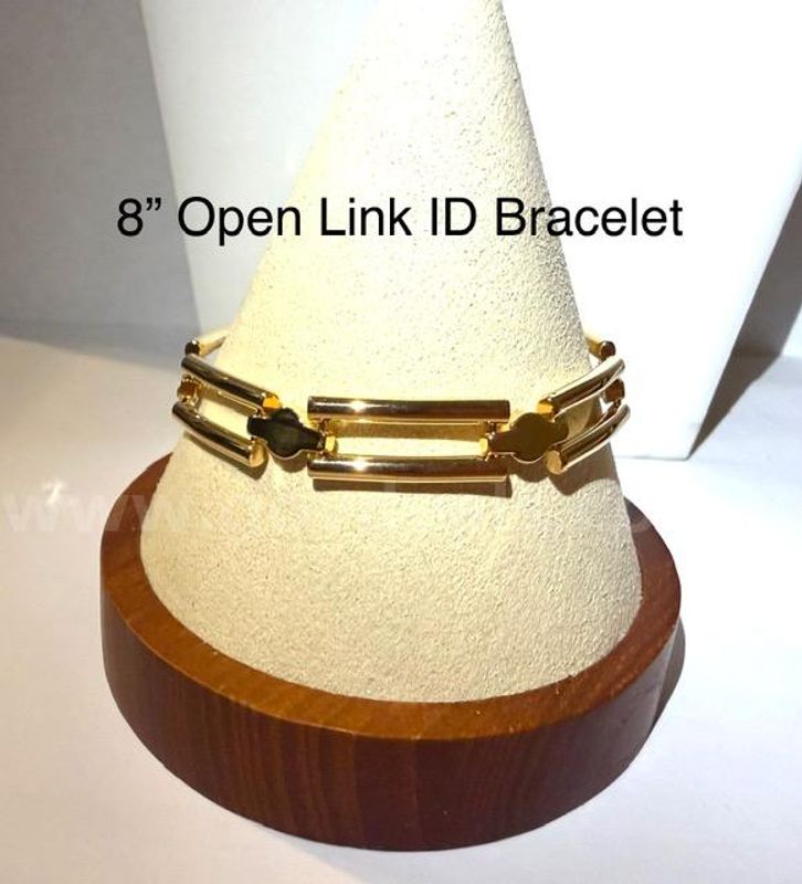 Gorgeous, 8 Inch, Open Link ID Bracelet, 24k Real Gold Filled