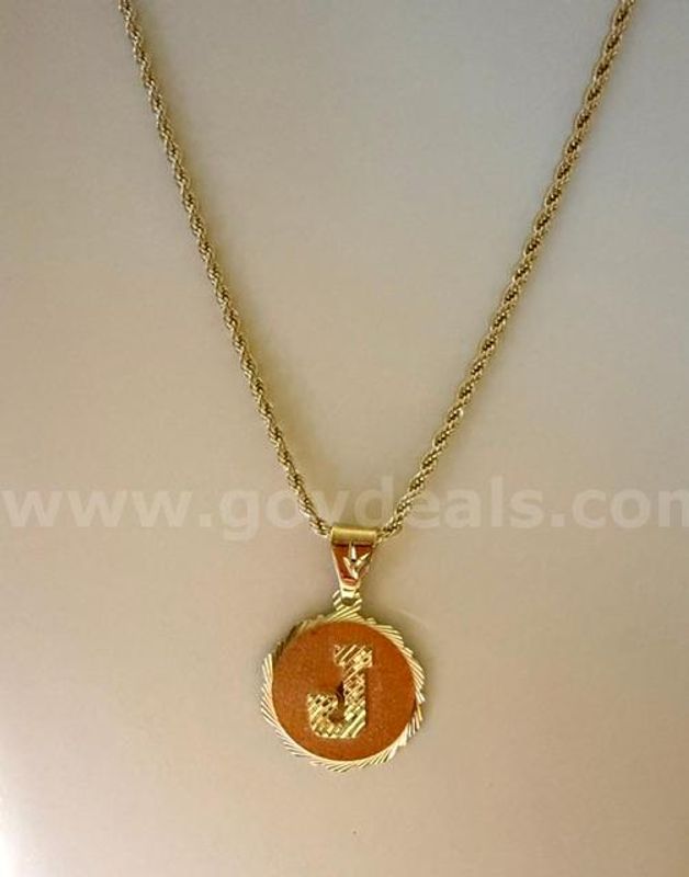 Gorgeous 4MM, 24",Diamond Cut Rope Necklace, W/"J" Initial Medallion, 24k Real Gold Filled