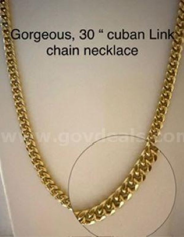 Gorgeous, Heavy, 30 Inch, Cuban Link Chain Necklace, 24k Real Gold Filled