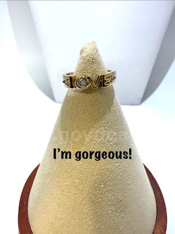 Gorgeous, Ladies, Size 6, 24k Real Gold Filled, CZ, Love Ring