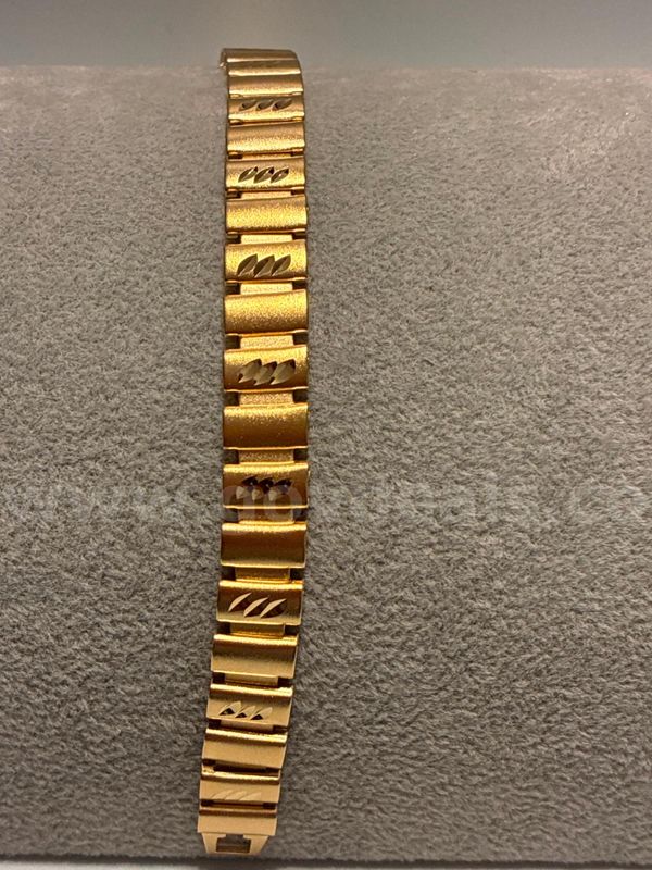 8” Men’s Diamond-cut Brick Link Bracelet 24K Real Gold Plated