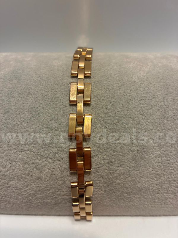 7 1/4” Mens Rectangular Station Bracelet 24K Real Gold Filled.